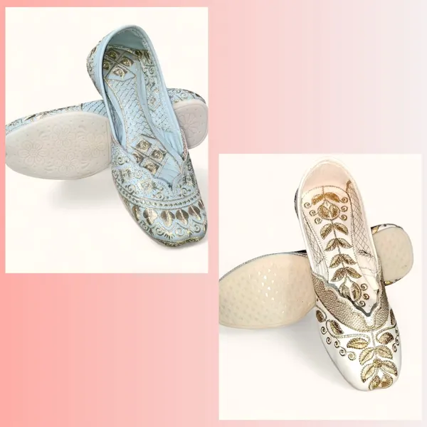 White_And_Blue_Premium_Pu_Embroidered_Bellies_For_Women_And_Girls_|_Pack_Of_2