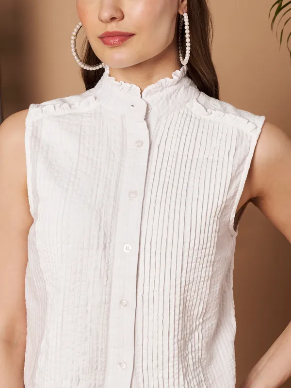 Women�s_White_Textured_Cotton_Co-Ord_Set