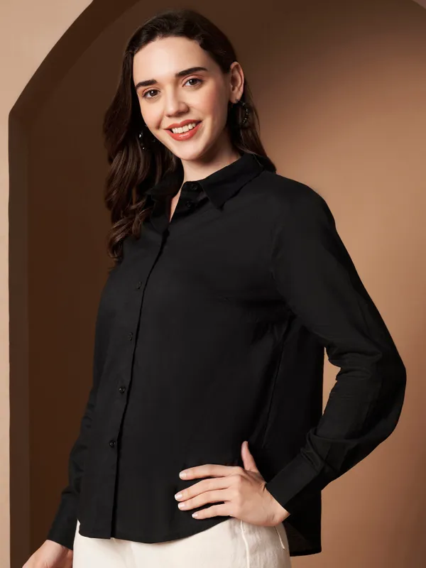 Black_Cotton_Formal_Shirt_Classic_Long_Sleeve_Button_Down