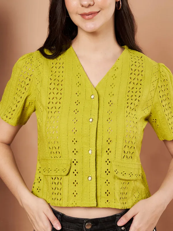 Lime_Green_Cotton_Schiffli_Top_For_Women