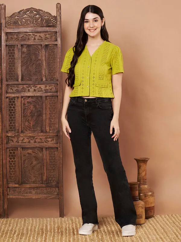 Lime_Green_Cotton_Schiffli_Top_For_Women