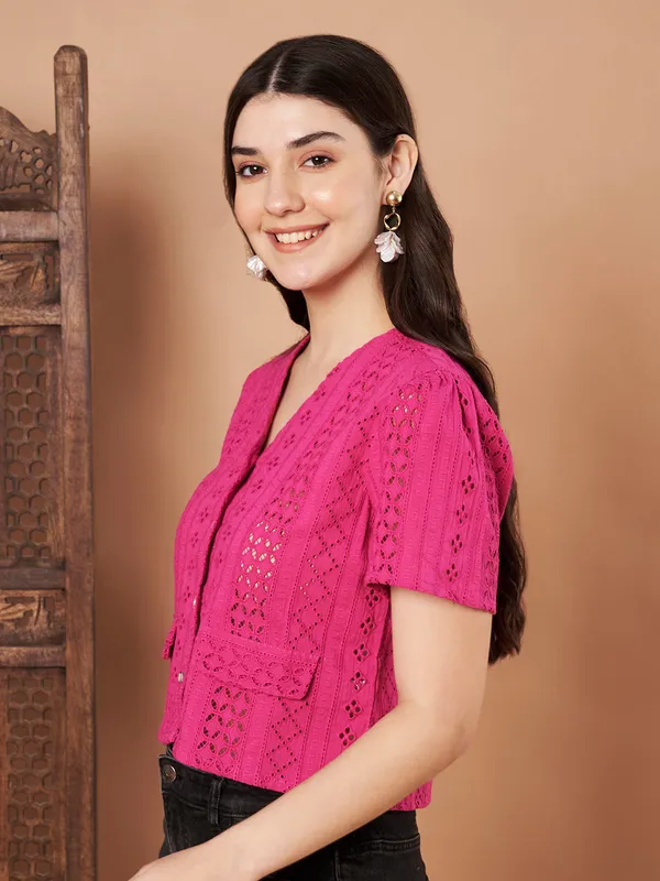 Magenta_Cotton_Schiffli_Shirt_For_Women