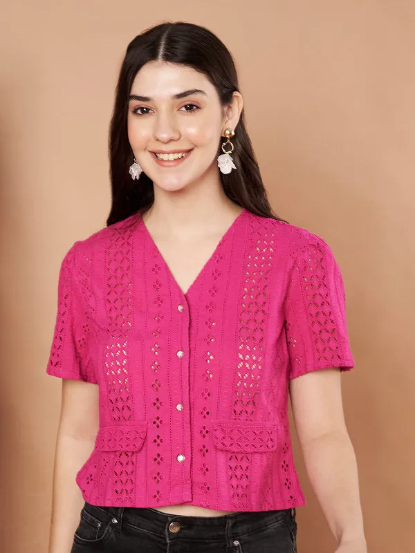 Magenta_Cotton_Schiffli_Shirt_For_Women