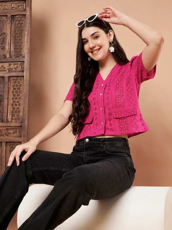 Magenta_Cotton_Schiffli_Shirt_For_Women