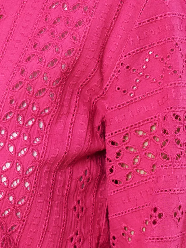 Magenta_Cotton_Schiffli_Shirt_For_Women