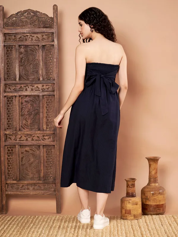 Navy_Blue_Cotton_Strapless_Dress_For_Women