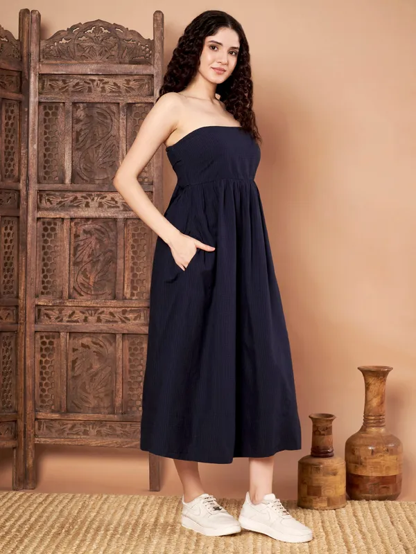 Navy_Blue_Cotton_Strapless_Dress_For_Women