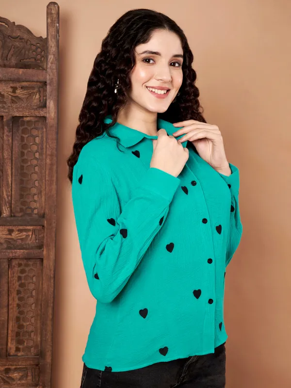 Green_Cotton_Shirt_With_Black_Heart_Embroidery