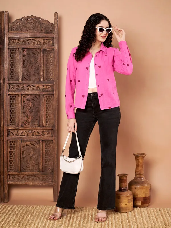 Pink_Cotton_Shirt_With_Maroon_Heart_Embroidery
