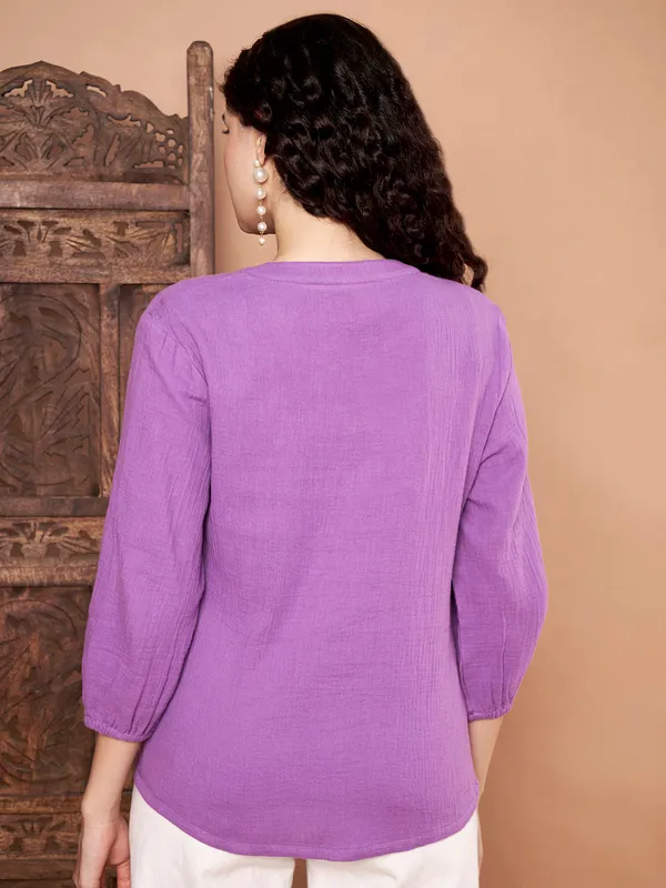 Purple_Cotton_Embroidered_Top_With_White_Thread_Work