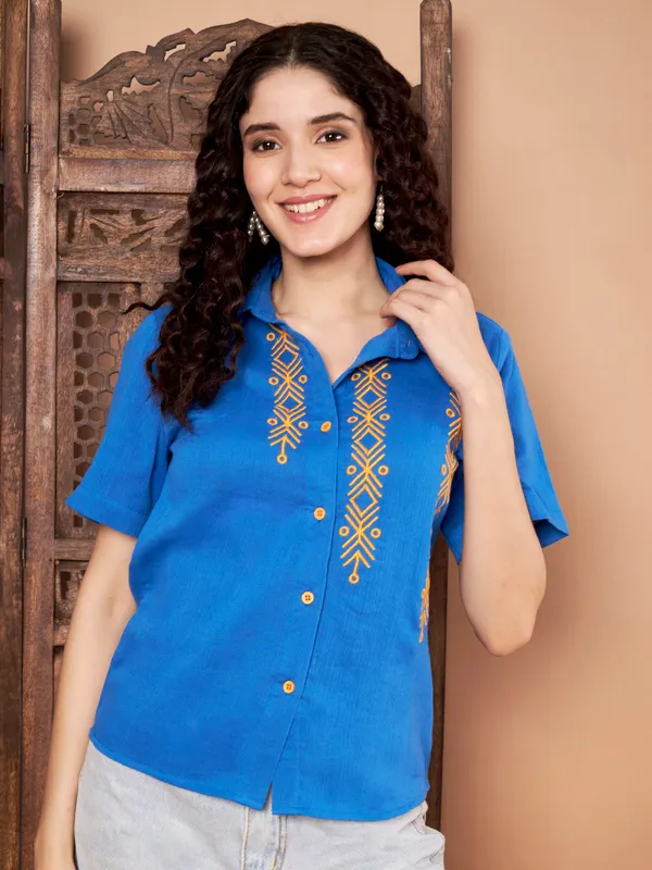 Blue_Cotton_Shirt_Top_With_Embroidered_Detail_For_Women