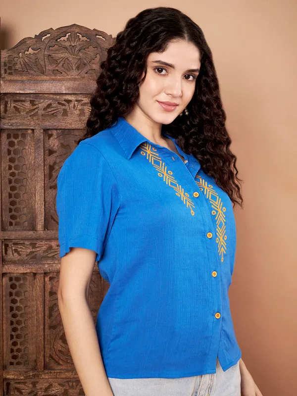 Blue_Cotton_Shirt_Top_With_Embroidered_Detail_For_Women