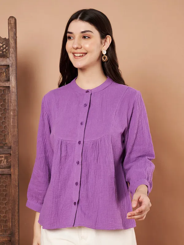 Purple_Cotton_Button_Down_Top_For_Women