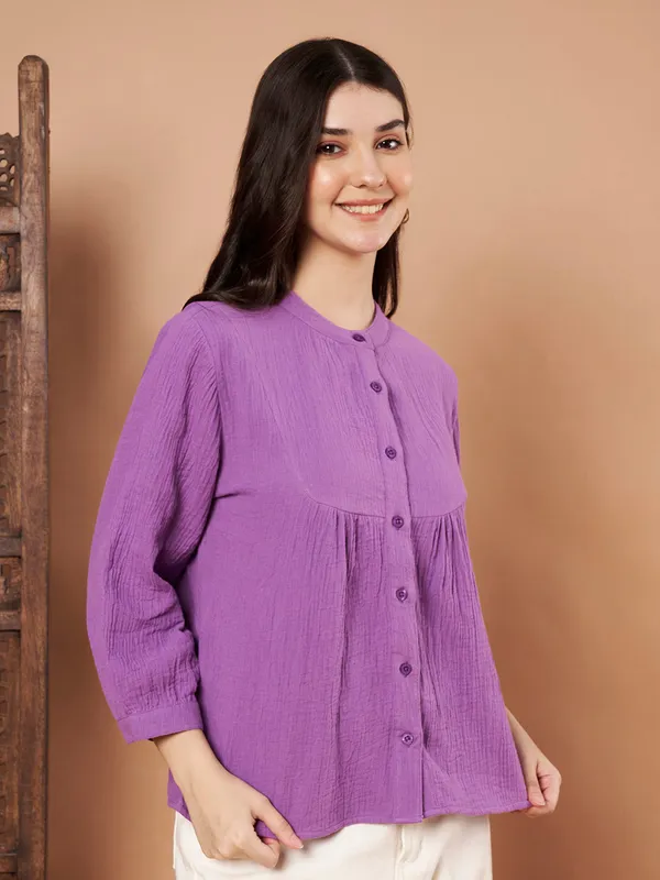 Purple_Cotton_Button_Down_Top_For_Women