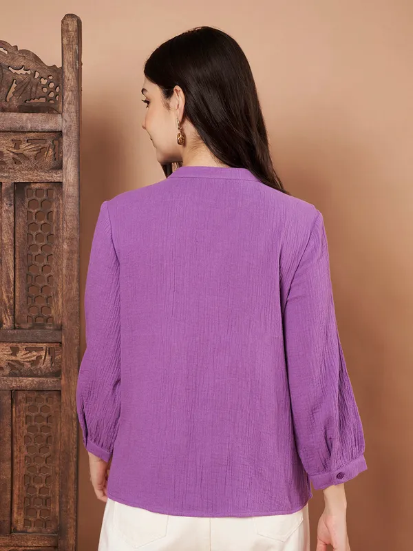 Purple_Cotton_Button_Down_Top_For_Women