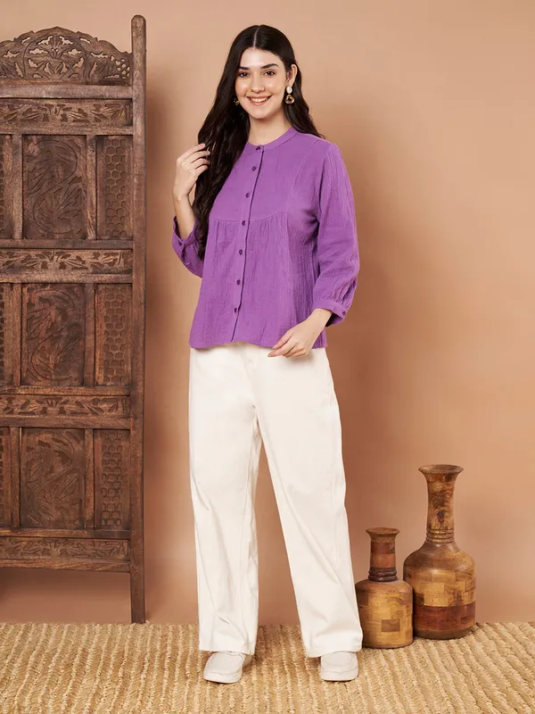 Purple_Cotton_Button_Down_Top_For_Women