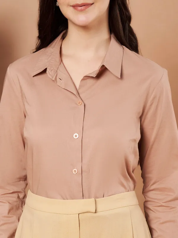 Beige_Cotton_Formal_Shirt_Classic_Long_Sleeve_Button_Down