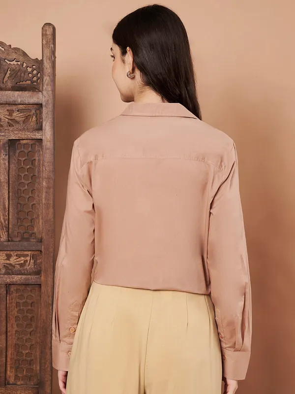 Beige_Cotton_Formal_Shirt_Classic_Long_Sleeve_Button_Down