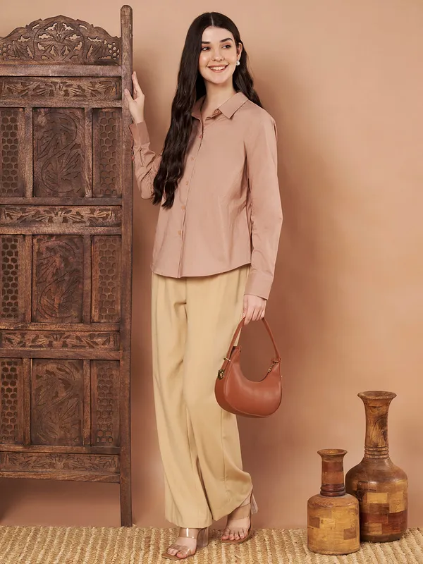 Beige_Cotton_Formal_Shirt_Classic_Long_Sleeve_Button_Down