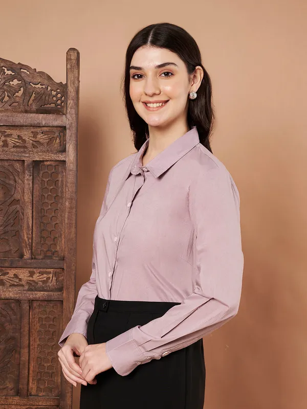 Lavender_Cotton_Formal_Shirt_Classic_Long_Sleeve_Button_Down