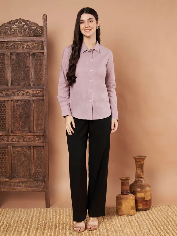 Lavender_Cotton_Formal_Shirt_Classic_Long_Sleeve_Button_Down