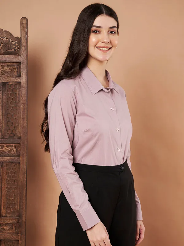 Lavender_Cotton_Formal_Shirt_Classic_Long_Sleeve_Button_Down