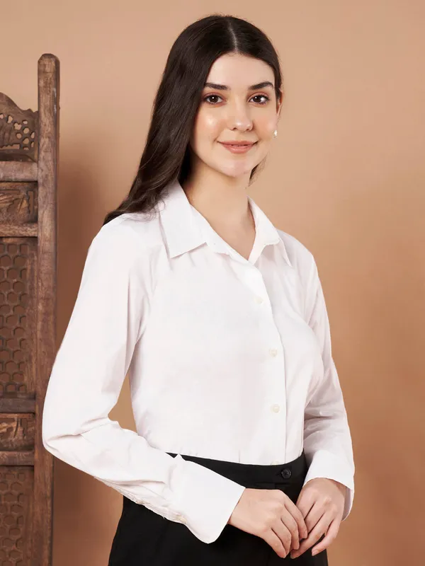 White_Cotton_Formal_Shirt_Classic_Long_Sleeve_Button_Down