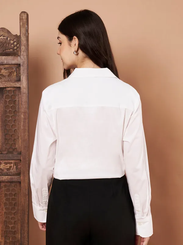 White_Cotton_Formal_Shirt_Classic_Long_Sleeve_Button_Down