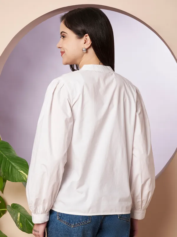 White_Cotton_Pintuck_Button-Down_Top_for_Women
