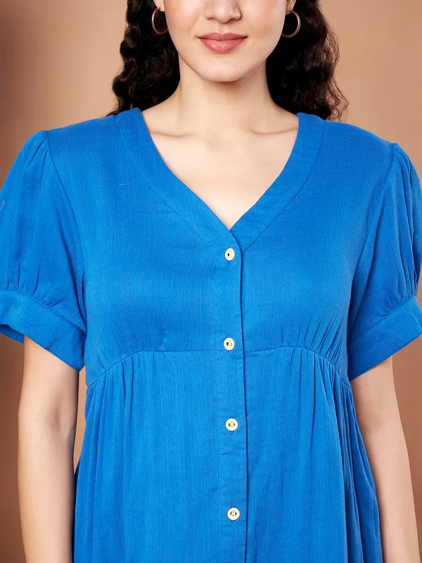 Blue_Cotton_Tiered_Button_Down_Dress_With_Short_Sleeves