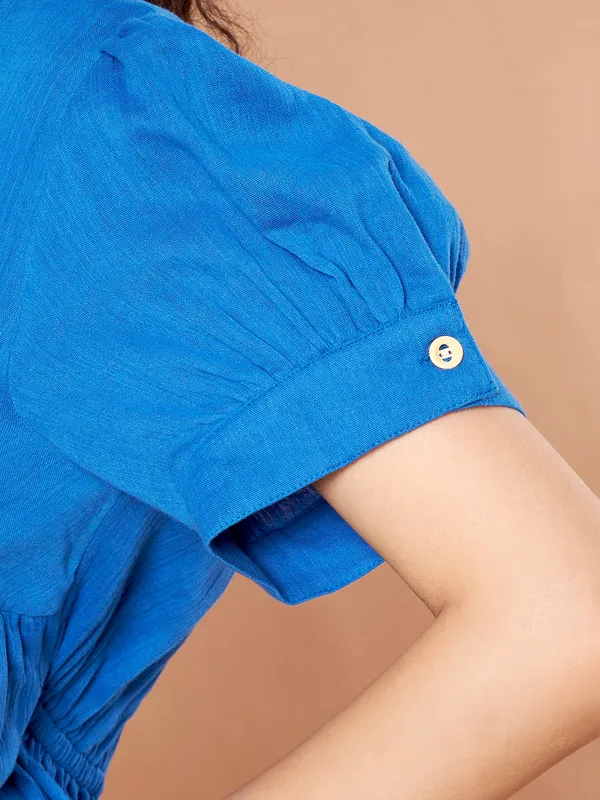 Blue_Cotton_Tiered_Button_Down_Dress_With_Short_Sleeves