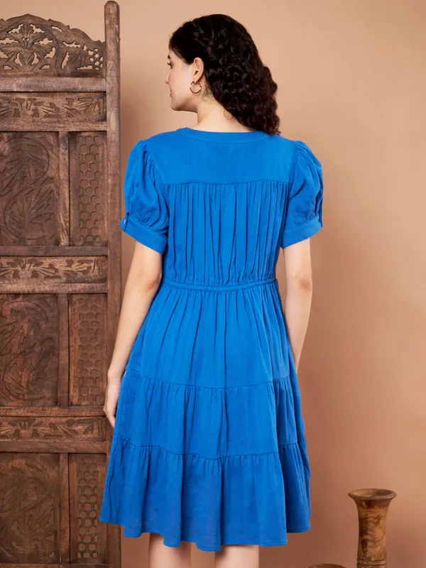 Blue_Cotton_Tiered_Button_Down_Dress_With_Short_Sleeves