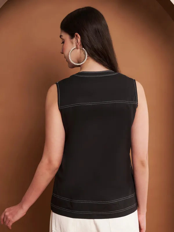 Black_Cotton_Sleeveless_Top_With_Contrast_Stitch_Detailing_For_Women