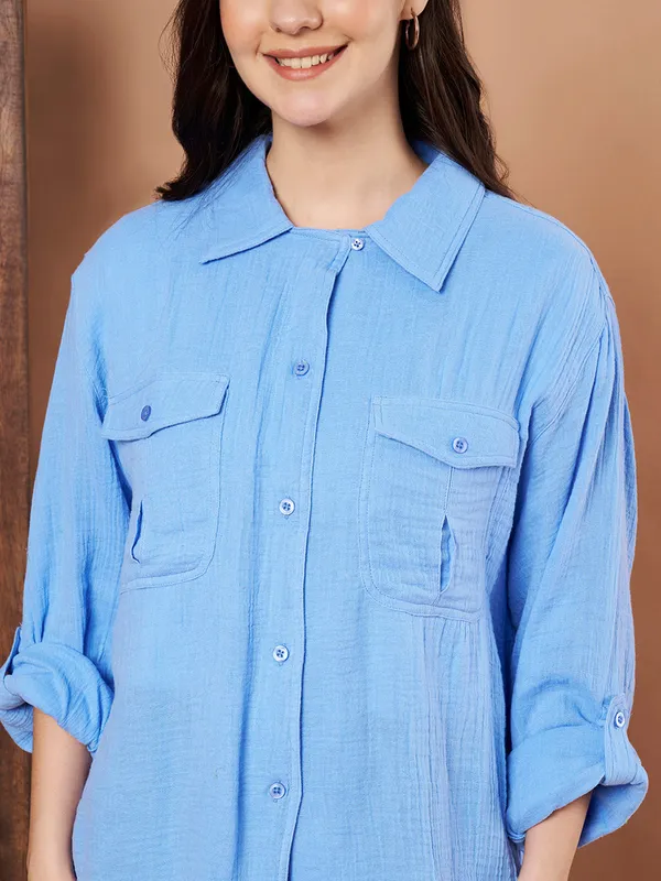 Sky_Blue_Cotton_Button_Down_Shirt_Relaxed_Fit_With_Utility_Pockets