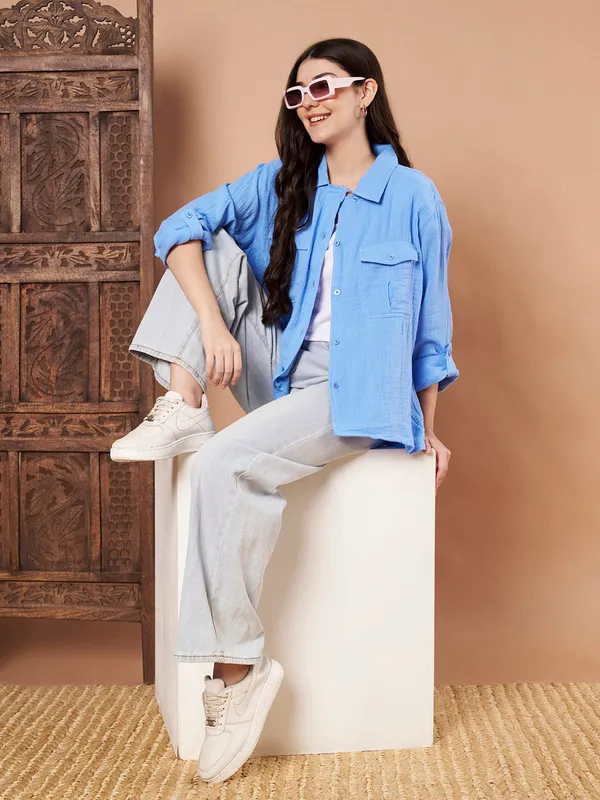 Sky_Blue_Cotton_Button_Down_Shirt_Relaxed_Fit_With_Utility_Pockets
