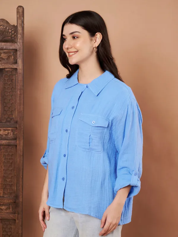 Sky_Blue_Cotton_Button_Down_Shirt_Relaxed_Fit_With_Utility_Pockets