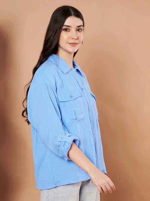 Sky_Blue_Cotton_Button_Down_Shirt_Relaxed_Fit_With_Utility_Pockets