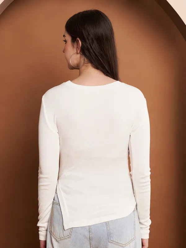 Off_White_Rib_Knit_Full_Sleeve_Top_For_Women