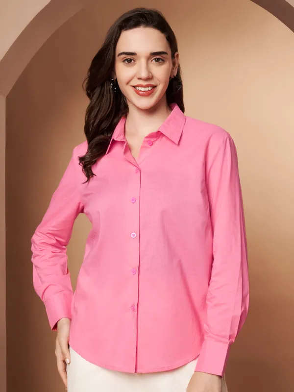 Pink_Cotton_Formal_Shirt_Classic_Long_Sleeve_Button_Down