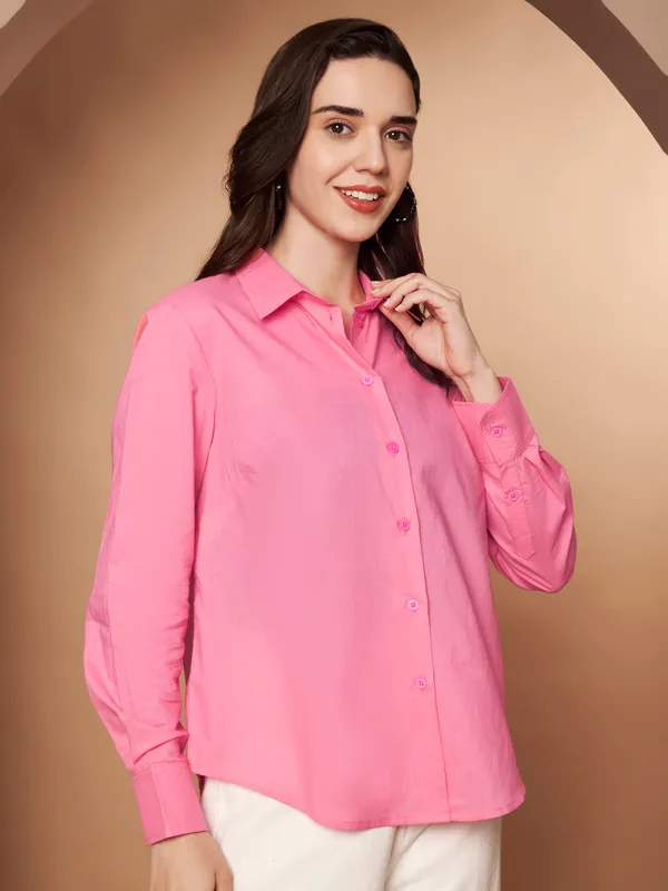 Pink_Cotton_Formal_Shirt_Classic_Long_Sleeve_Button_Down