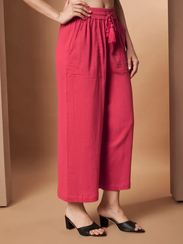 Women_Solid_Pink_Elastic_Waist_Wide_Leg_Palazzo_Pants