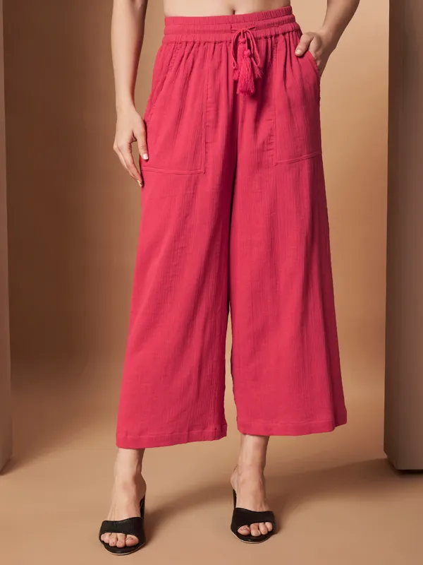Women_Solid_Pink_Elastic_Waist_Wide_Leg_Palazzo_Pants