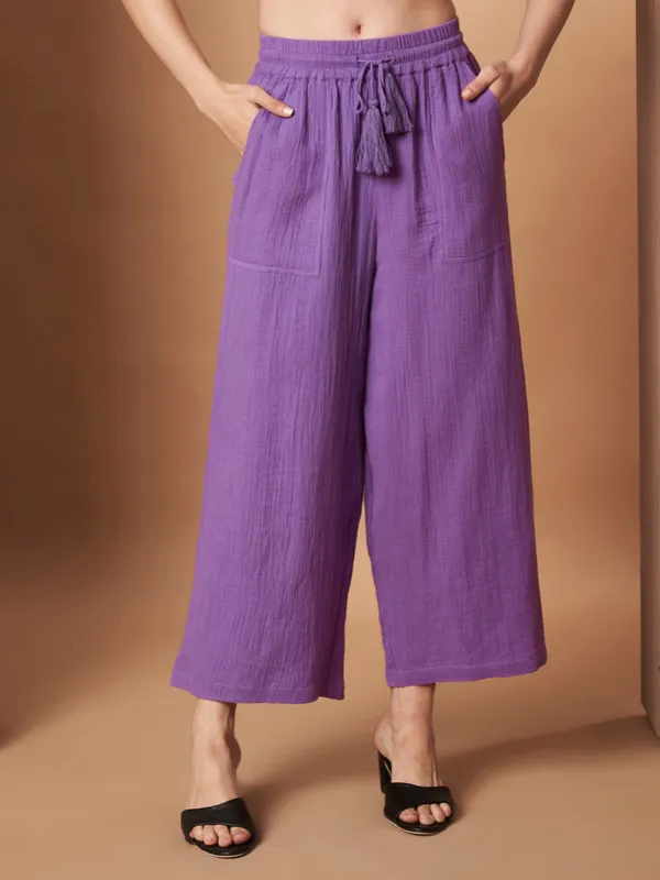 Women_Solid_Purple_Elastic_Waist_Wide_Leg_Palazzo_Pants