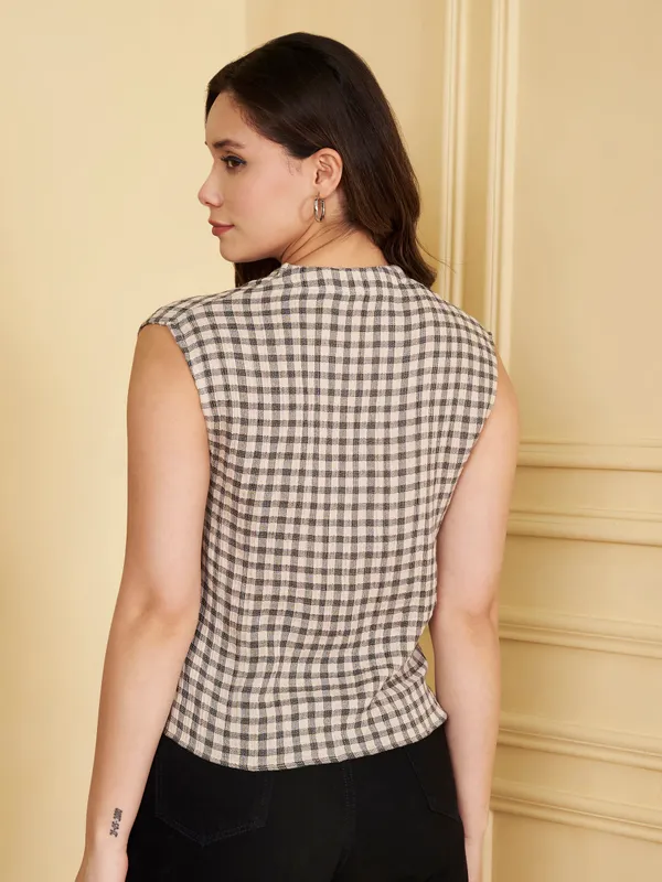 Women�s_Cotton_Checkered_Sleeveless_Top