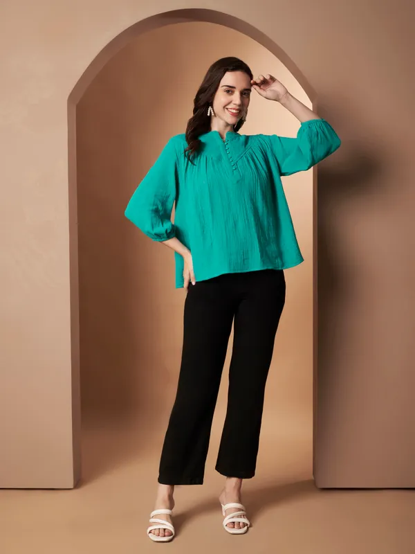 Women's_Green_Cotton_Full_Sleeve_Top