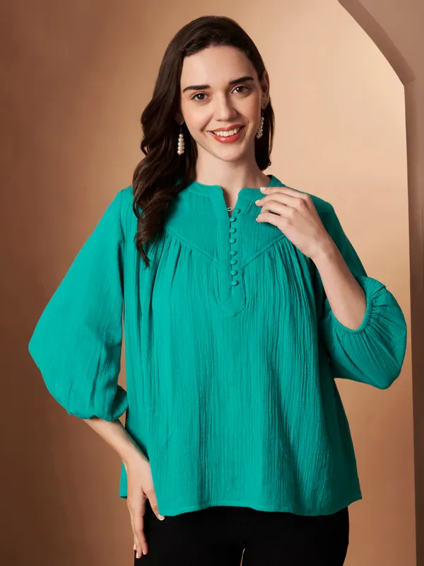 Women's_Green_Cotton_Full_Sleeve_Top