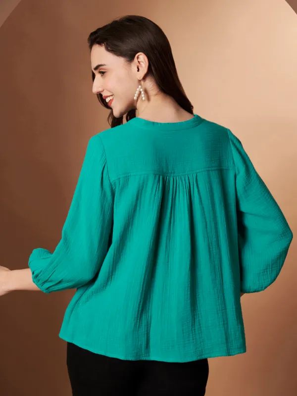 Women's_Green_Cotton_Full_Sleeve_Top
