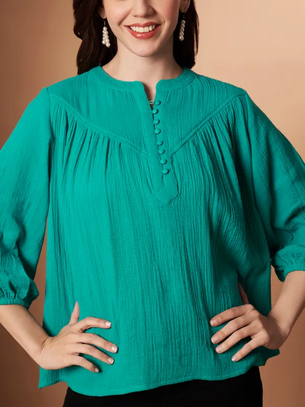 Women's_Green_Cotton_Full_Sleeve_Top