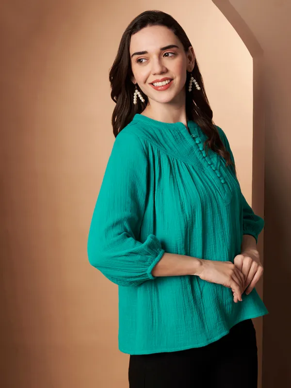 Women's_Green_Cotton_Full_Sleeve_Top