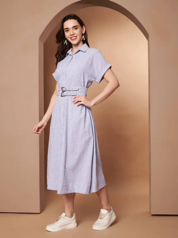 Women�s_Striped_Button-Down_Belted_Shirt_Dress